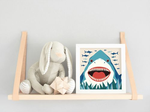 Cápa - gyerek számfestő készlet - Számfestő.hu - 40×40cm - keret nélkül