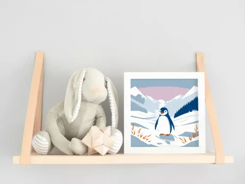 Kedves pingvin - gyerek számfestő készlet - Számfestő.hu - 20×20cm - keret nélkül