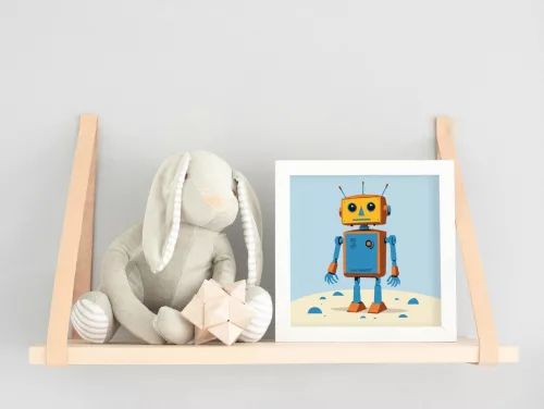 Robot - gyerek számfestő készlet - Számfestő.hu - 40×40cm - keretre feszítve