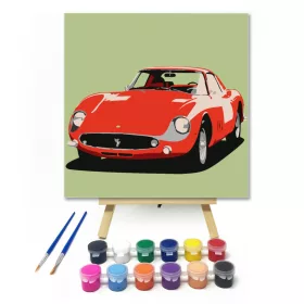 Piros Ferrari - gyerek számfestő készlet - Számfestő.hu - 20×20cm - keret nélkül