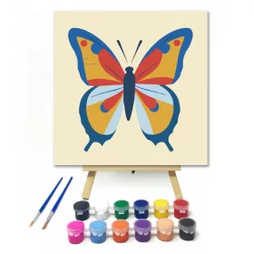 Kék-sárga lepke - gyerek számfestő készlet - Számfestő.hu - 20×20cm - keret nélkül