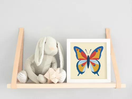 Kék-sárga lepke - gyerek számfestő készlet - Számfestő.hu - 20×20cm - keretre feszítve