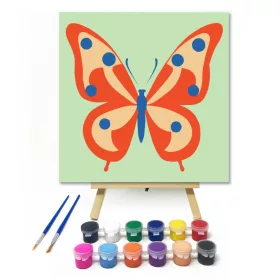 Kék pöttyös pillangó - gyerek számfestő készlet - Számfestő.hu - 20×20cm - keret nélkül