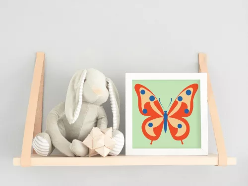 Kék pöttyös pillangó - gyerek számfestő készlet - Számfestő.hu - 20×20cm - keret nélkül