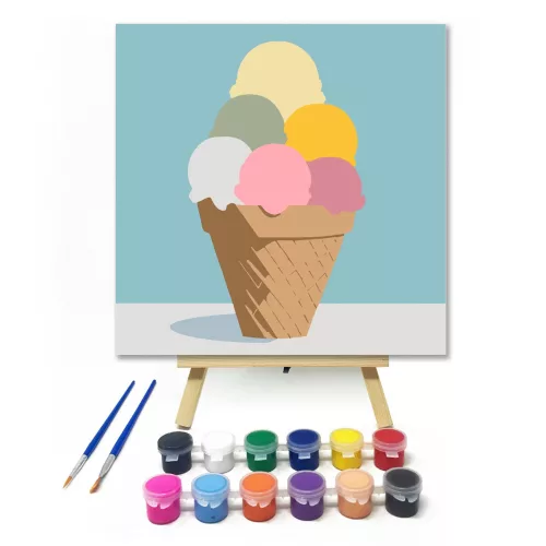 Hűvös édesség - gyerek számfestő készlet - Számfestő.hu - 30×30cm - keret nélkül