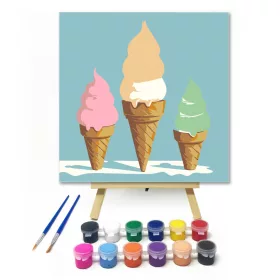 Három nyalánkság - gyerek számfestő készlet - Számfestő.hu - 20×20cm - keret nélkül