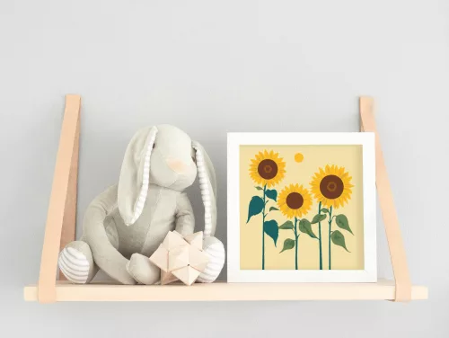 Napraforgók - gyerek számfestő készlet - Számfestő.hu - 20×20cm - keret nélkül