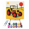 Sárga traktor - gyerek számfestő készlet - Számfestő.hu - 20×20cm - keretre feszítve