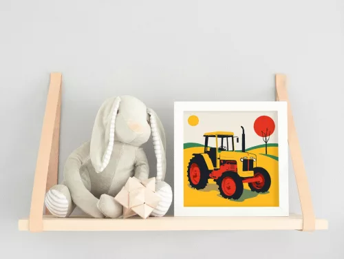 Sárga traktor - gyerek számfestő készlet - Számfestő.hu - 40×40cm - keretre feszítve