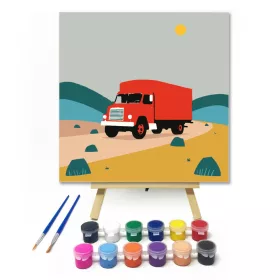 Hegyek között utazva - gyerek számfestő készlet - Számfestő.hu - 20×20cm - keret nélkül