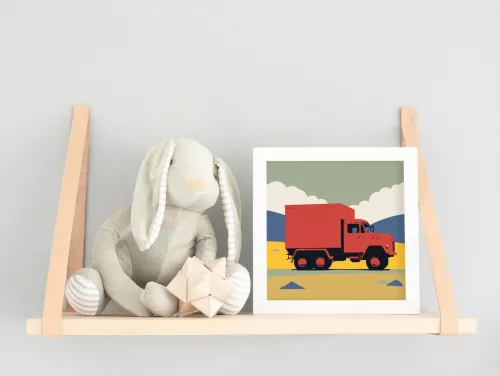 Teherautó az úton - gyerek számfestő készlet - Számfestő.hu - 50×50cm - keret nélkül
