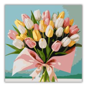 Színes Tulipán csokor - számfestő készlet - Számfestő.hu