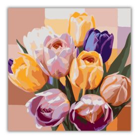 Meleg árnyalatú tulipán csokor  - számfestő készlet - Számfestő.hu