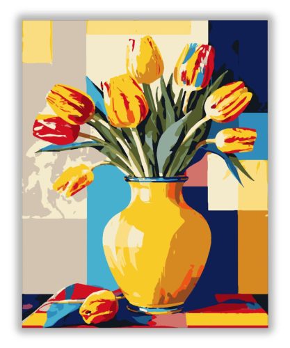 Napfényes tulipán váza - számfestő készlet