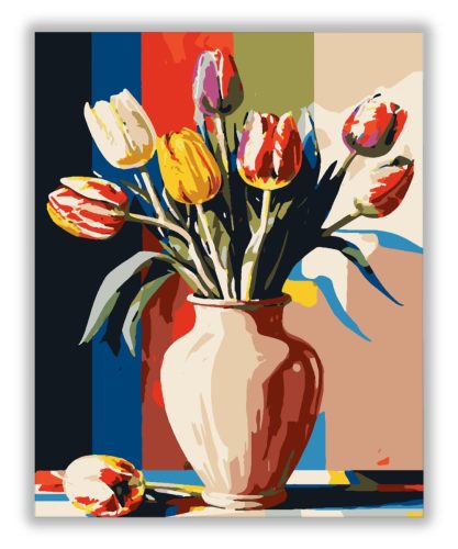 Geometria és tulipánok - számfestő készlet