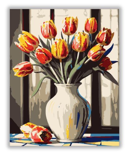 Nap csókolta tulipáncsokor - számfestő készlet