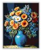 Kék árnyékban virító virágok - számfestő készlet