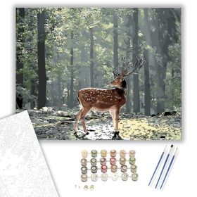 Szarvas az Erdőben - számfestő készlet - Számfestő.hu - 40×50cm - keret nélkül