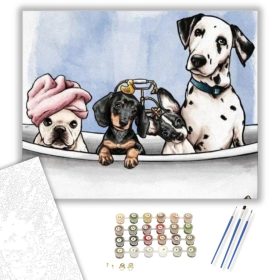 Kutyák A Kádban - számfestő készlet - Számfestő.hu - 40×50cm - keret nélkül