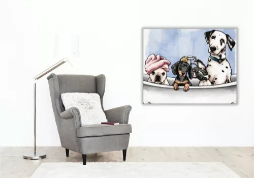 Kutyák A Kádban - számfestő készlet - Számfestő.hu - 80×100cm - keretre feszítve