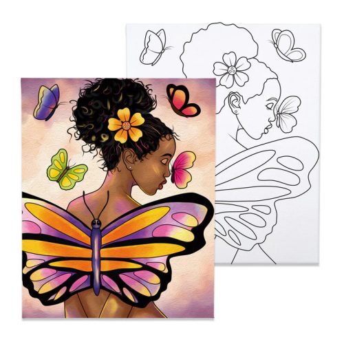 Pillangós lány - előrerajzolt élményfestő készlet