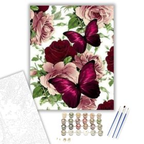 Rózsa És Pillangó - számfestő készlet - Számfestő.hu - 40×50cm - keret nélkül