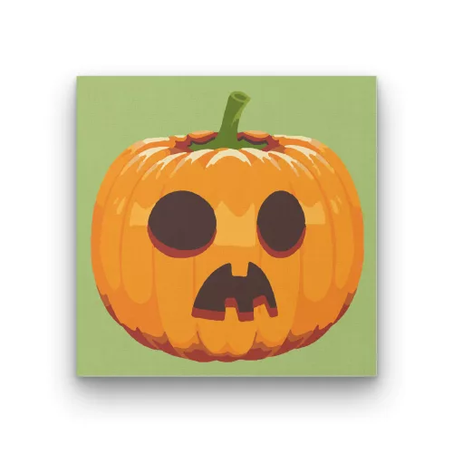 Halloween Tök zöld - Halloweeni számfestő készlet - Számfestő.hu - 40×40cm - keretre feszítve