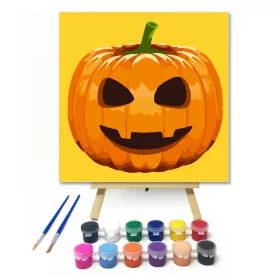 Halloween Tök sárga - Halloweeni számfestő készlet - Számfestő.hu - 20×20cm - keret nélkül
