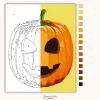 Halloween Tök sárga - Halloweeni számfestő készlet - számfestő készlet - Számfestő.hu - 40×50cm - Keret nélkül