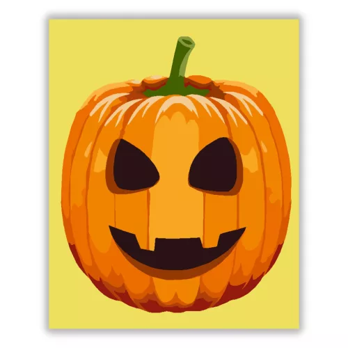 Halloween Tök sárga - Halloweeni számfestő készlet - Számfestő.hu - 30×30cm - keret nélkül