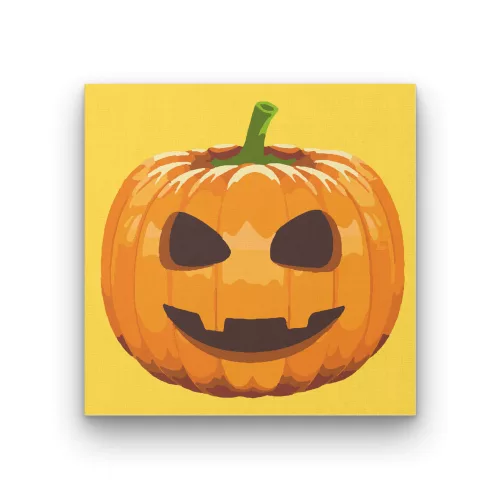 Halloween Tök sárga - Halloweeni számfestő készlet - Számfestő.hu - 40×40cm - keret nélkül