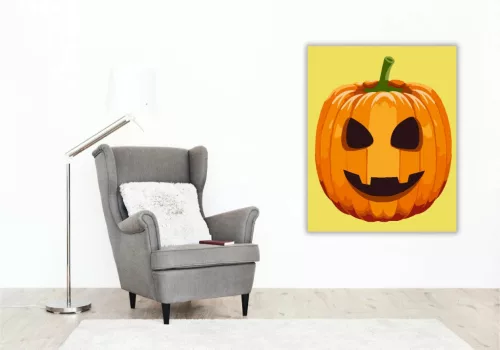 Halloween Tök sárga - Halloweeni számfestő készlet - Számfestő.hu - 30×30cm - keret nélkül