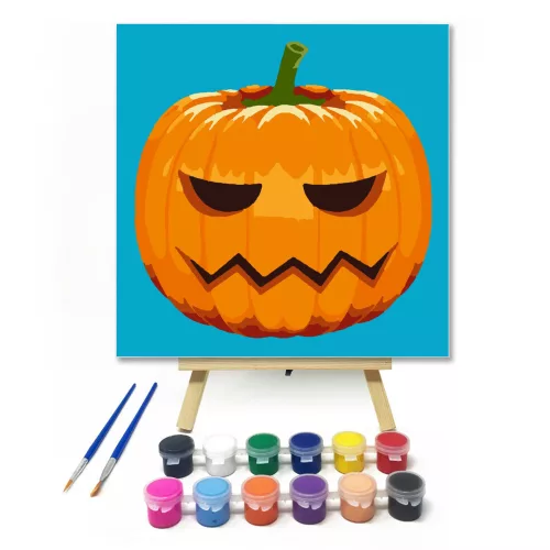 Halloween Tök kék - Halloweeni számfestő készlet - Számfestő.hu - 50×50cm - keret nélkül