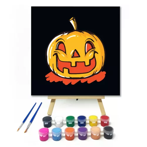 Nevető Tök - Halloweeni számfestő készlet - Számfestő.hu - 20×20cm - keret nélkül
