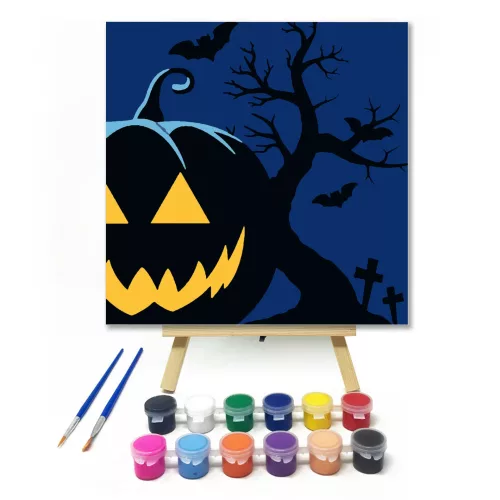 Halloween Éjjel - Halloweeni számfestő készlet - Számfestő.hu - 40×40cm - keret nélkül