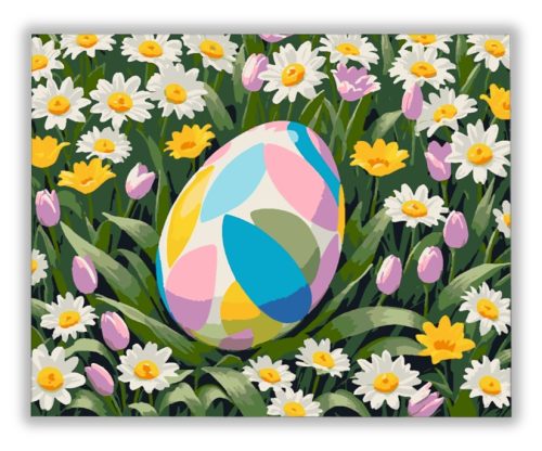 Díszes Tojás Virágok Között - húsvéti számfestő készlet