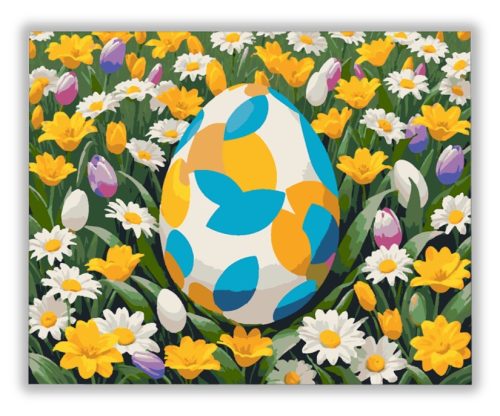 Mintás Tojás a Virágok Között - húsvéti számfestő készlet
