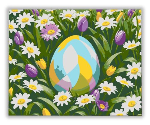 Megbújva a Virágok Között - húsvéti számfestő készlet
