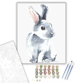 Festett Nyuszi - húsvéti számfestő készlet - Számfestő.hu - 40×50cm - keret nélkül