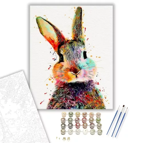 Színes Nyúl - húsvéti számfestő készlet - Számfestő.hu - 80×100cm - keret nélkül