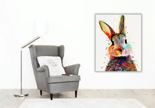 Színes Nyúl - húsvéti számfestő készlet - Számfestő.hu - 80×100cm - keret nélkül