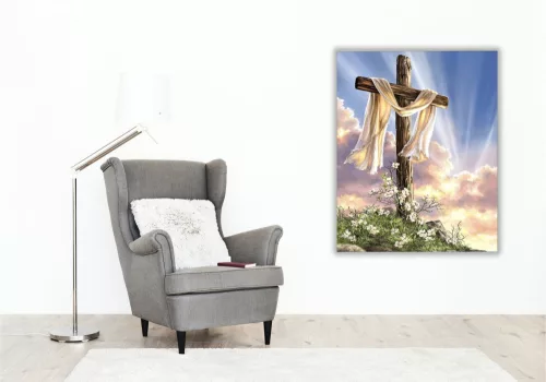 Kereszt - húsvéti számfestő készlet - Számfestő.hu - 40×50cm - keret nélkül