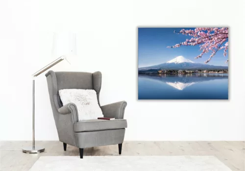 Fuji Hegy Tavasszal - számfestő készlet - Számfestő.hu - 60×70cm - keretre feszítve