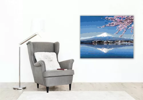 Fuji Hegy Tavasszal - számfestő készlet - Számfestő.hu - 40×50cm - Keret nélkül