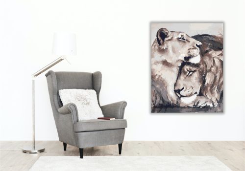 Oroszlán szerelem- számfestő készlet - Számfestő.hu - 50×60cm - keret nélkül