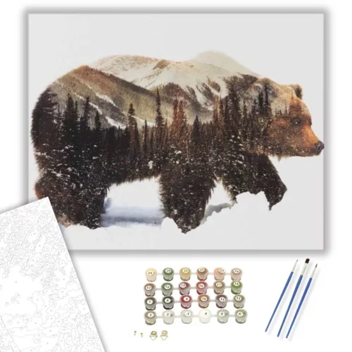 Csodálatos Medve - számfestő készlet - Számfestő.hu - 80×100cm - keretre feszítve