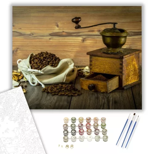 A zamatos kávé - számfestő készlet - Számfestő.hu - 40×50cm - keretre feszítve