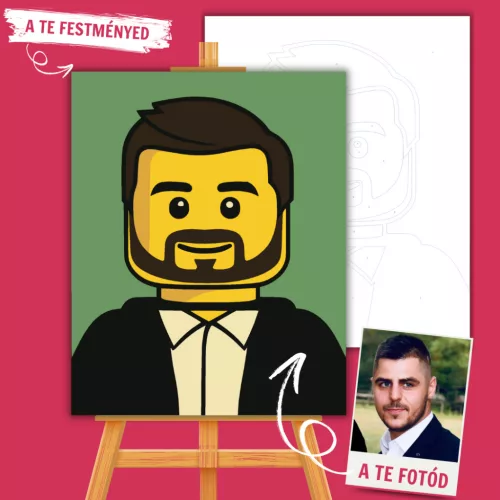 Számfestő Portré – Minifigura Stílusban (játékfigura ihlette) - Számfestő.hu - 30×40cm - keretre feszítve