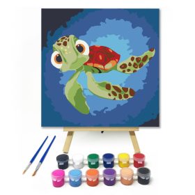 Teknős - gyerek számfestő készlet - Számfestő.hu - 20×20cm - keret nélkül
