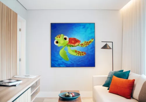 Teknős - gyerek számfestő készlet - Számfestő.hu - 50×50cm - keret nélkül